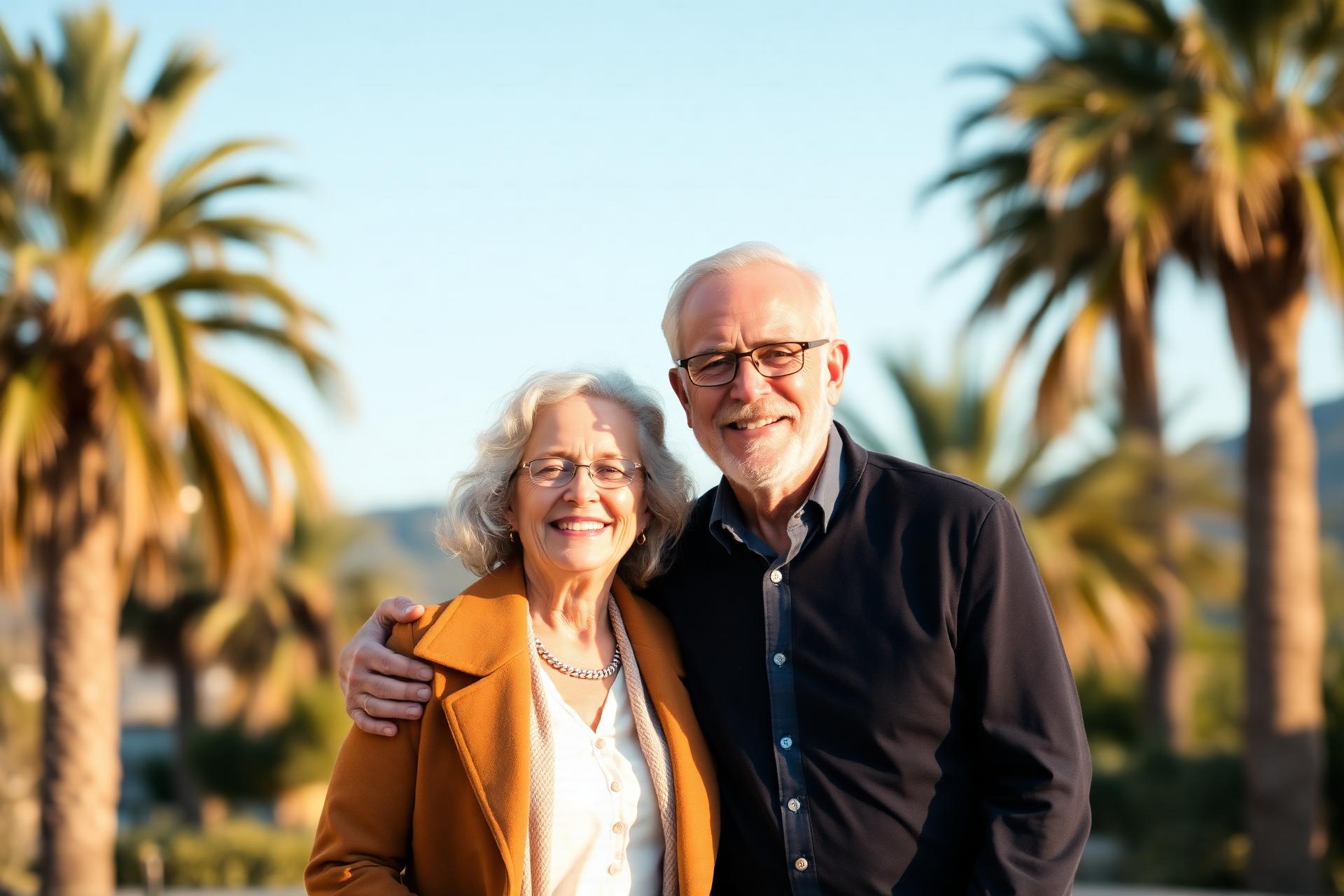 Couple de seniors heureux sur la Côte d'Azur